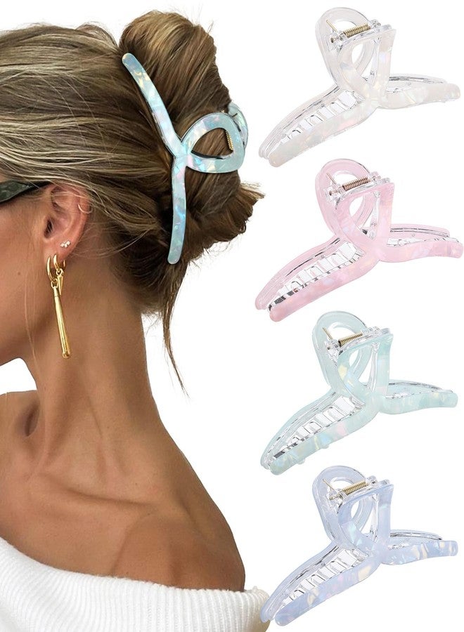 Molans 5Inch Large Hair Claw Clips 4 PCS for Women - Acrylic Hair Accessories for Thick Hair and Long Hair, Big Strong Durable Hair Applique, Oversized Non-slip Rectangle Butterfly Jaw Hair Clips - Image 1